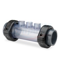 Sondenhalter transparent, 50mm Durchmesser, 3x 1/2&#34; IG, PVC Klebemuffe